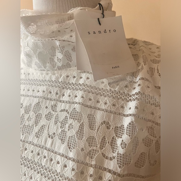 NWT Sandro Paris Hamia Lace Top Blouse Size 3 White - Picture 9 of 12
